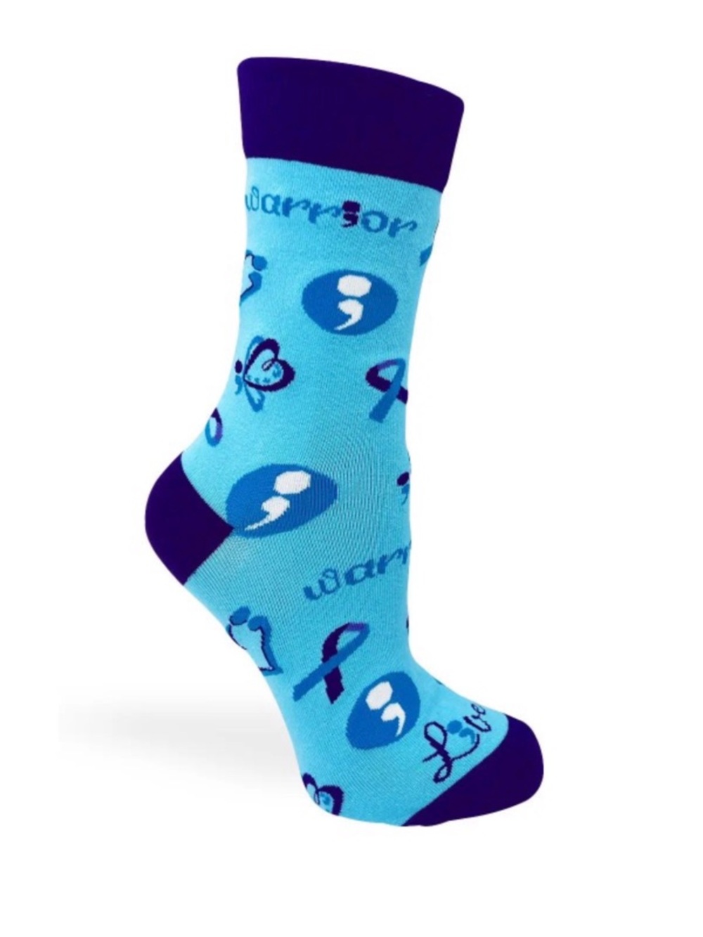 •Suicide Prevention• Blue & White Unisex Novelty Crew Socks - Picture 3 of 3